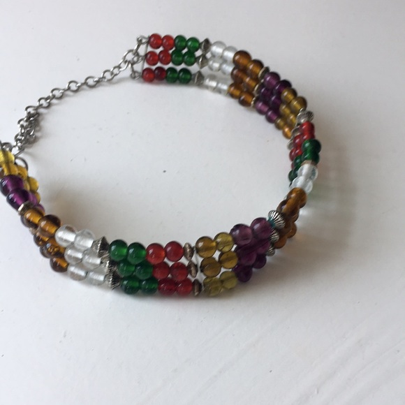 Adjustable Triple Layer Multi-Color Beaded Choker - Picture 6 of 9
